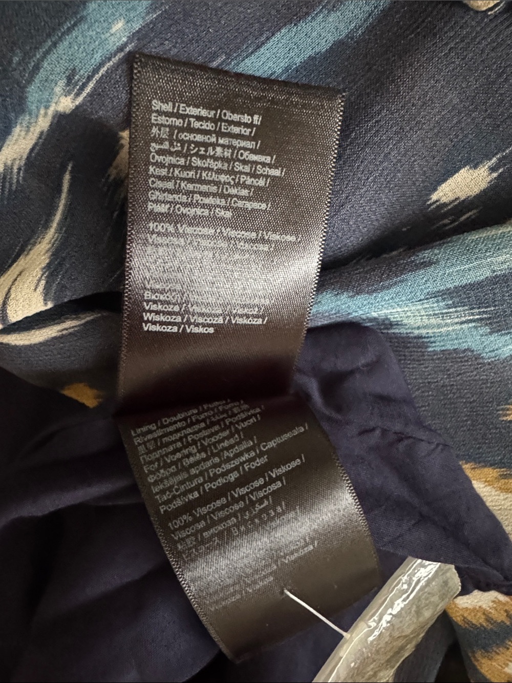 FARM Rio Pineapple Blue Ikat Maxi Dress Boho Long Sleeve Altered Length Small - Picture 16 of 16
